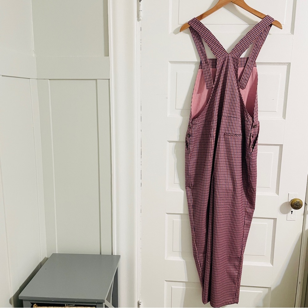 NWT Anthropologie FRNCH Pink Purple Paris Plaid Tapered Jumpsuit Overalls - Picture 12 of 12